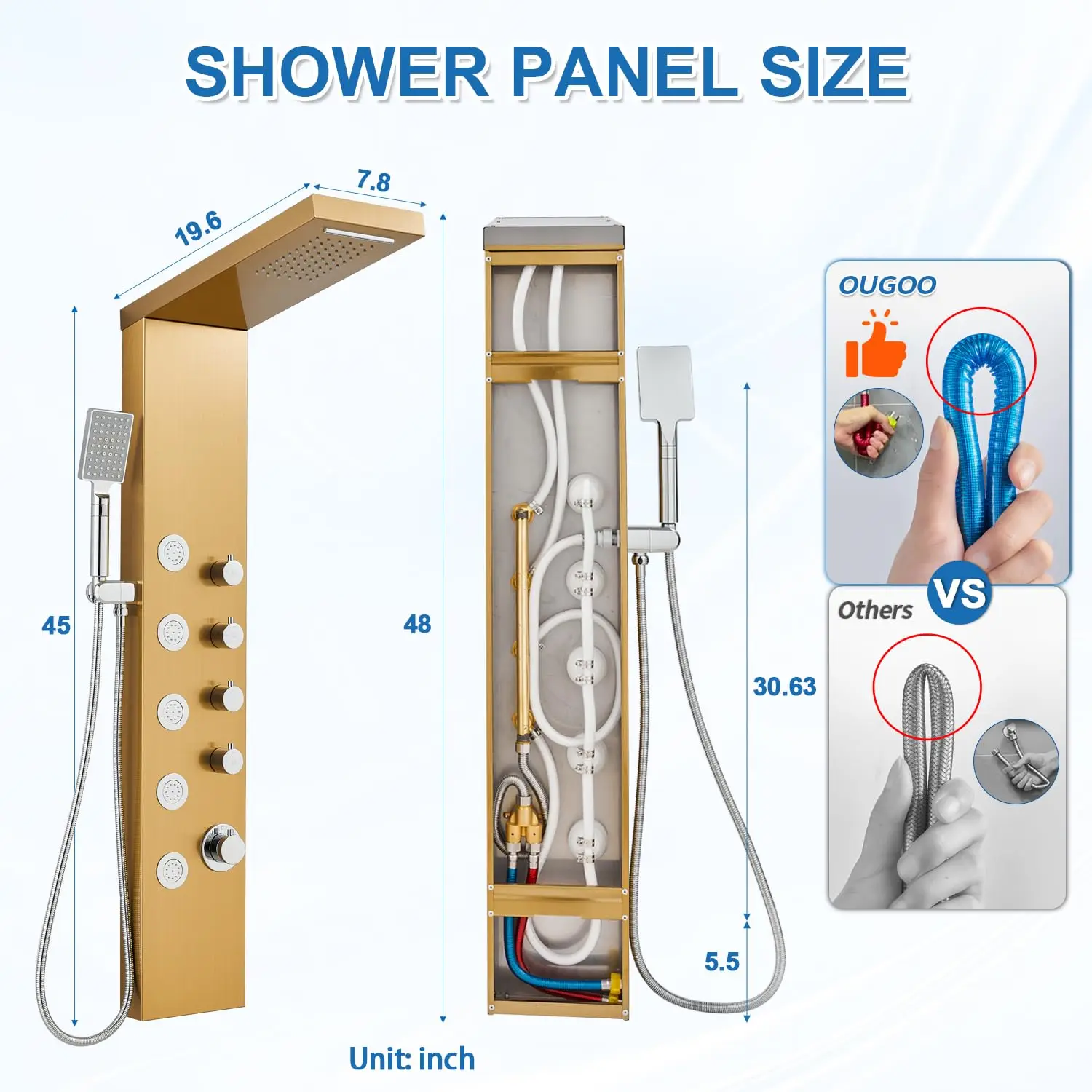 gold led water faucet shower faucet with led lights