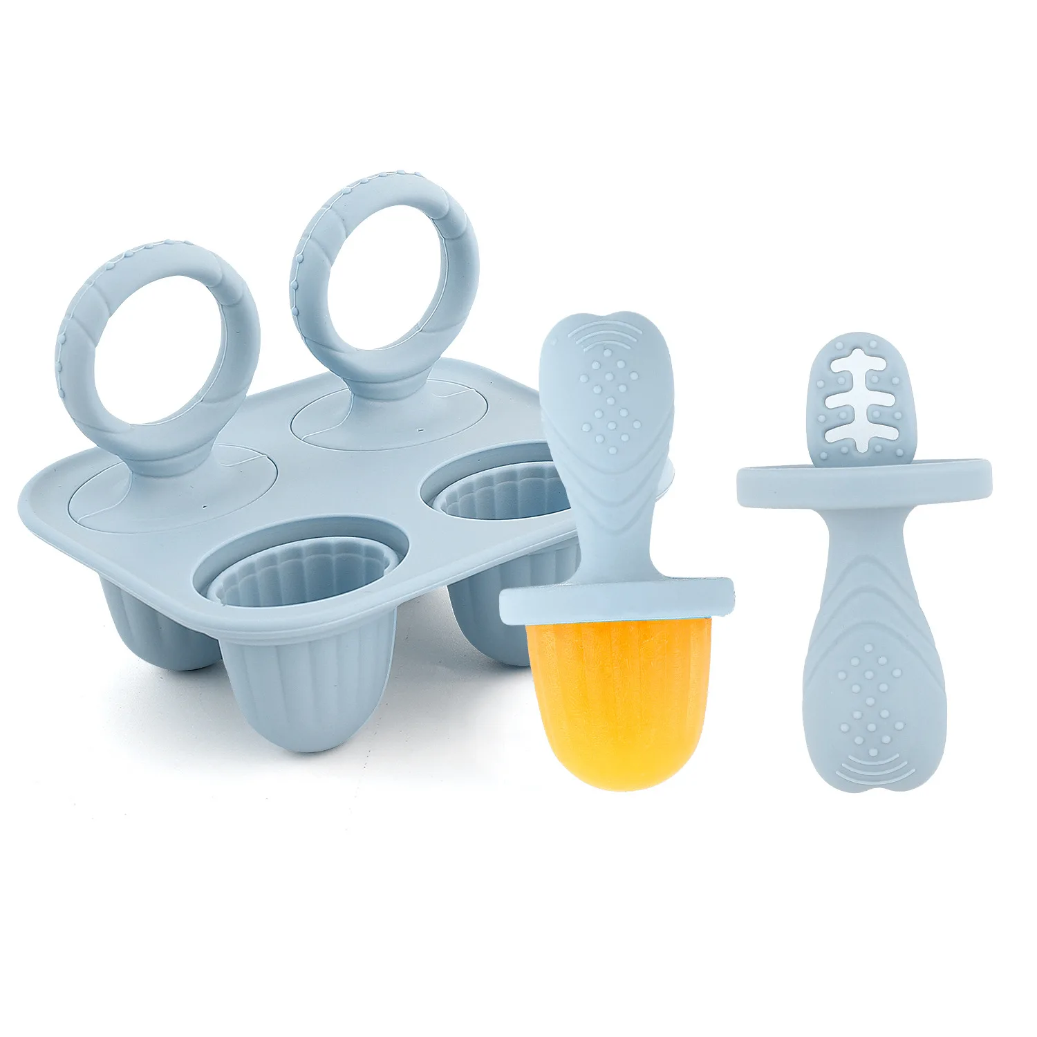 New Silicone Baby Ice Cream Popsicle Mold Can Be Frozen Baby Teething Food Supplement Bite Teething Popsicle Custom Wholesale