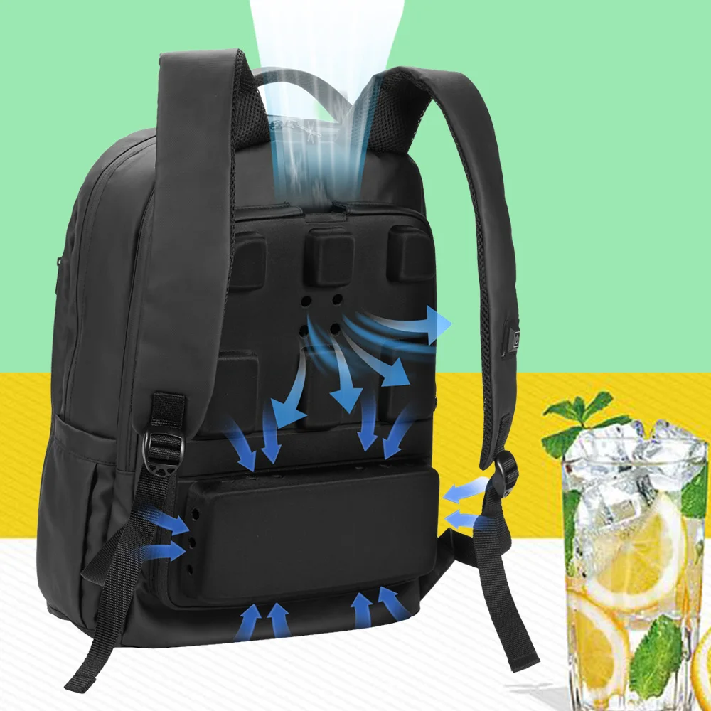 Women Large Travel Laptop Backpack Waterproof Casual Outdoor Sports Rucksack With USB Charging Cooling Fan