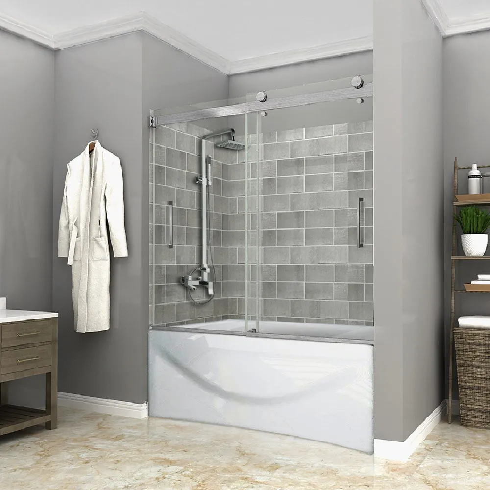 SALLY Frameless Tempered Glass Shower Door Rectangular 10mm Sliding Shower Door Hardware Tub Shower With Glass Door Bathroom