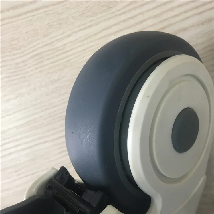 JQ Caster 75mm Medical Swivel Soft TPR Wheel Brake Mute Caster 3 inch