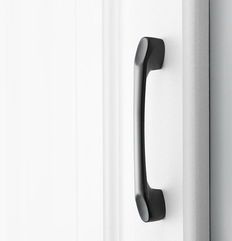 WEKIS Nordic Zinc Alloy Square Furniture Hardware Matte Black Wardrobe Dresser Cabinet Handles Flat Black Door Pulls Handles