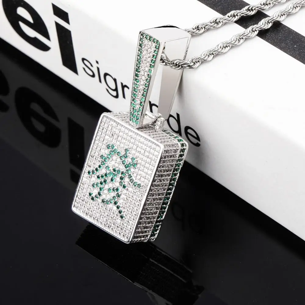 
New Arrival Mahjong Iced Out AAA CZ Prong Setting Rich Pendant 