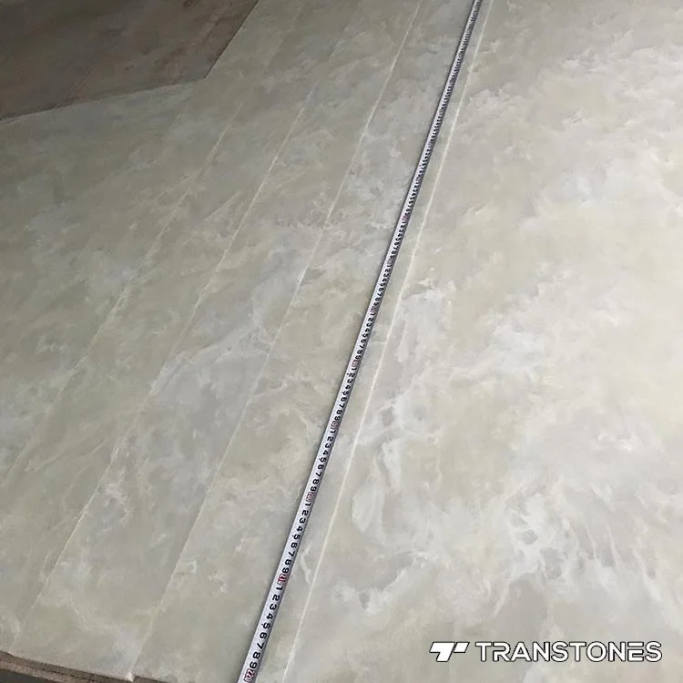 Big Slab Building Material Popular Translucent Backlit Artificial Onyx Panel for Reception Desk