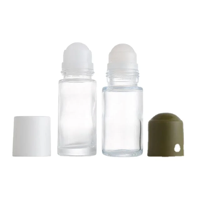 
high quality empty transparent cosmetic roll on deodorant glass bottle for sale 