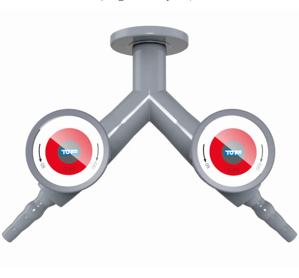 slanting mounted double way lab gas valve, gas fittings, gas faucet with pressure gauge