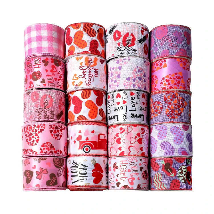 Оптовая продажа Новогодняя Праздничная Проводная лента из мешковины размером 2 5 дюйма для Дня Святого