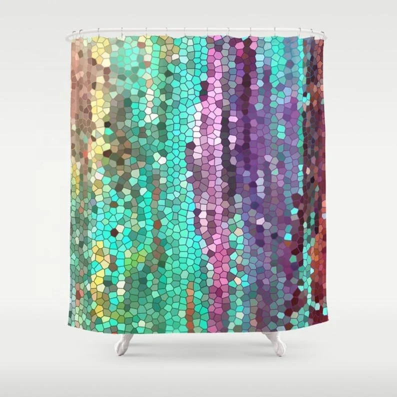 Beautiful Bling Bling Sequin Shower Curtain Teal and purple