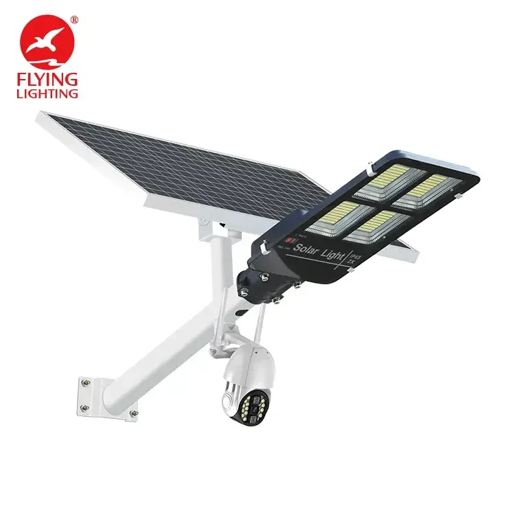 Outdoor Waterproof 100W 300W Garden Integrated LED Solar Street Light With CCTV Security Camera 4G