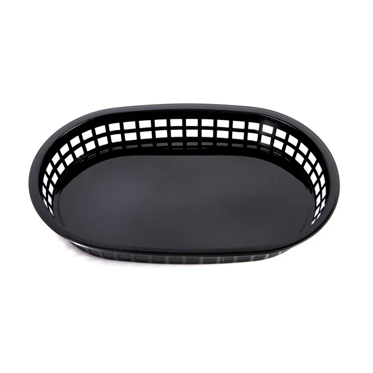 Oval Fast Food Basket Red Restaurant Tray Plastic Oval Plastic Food Burger Fruit Basket Food Serving Tray