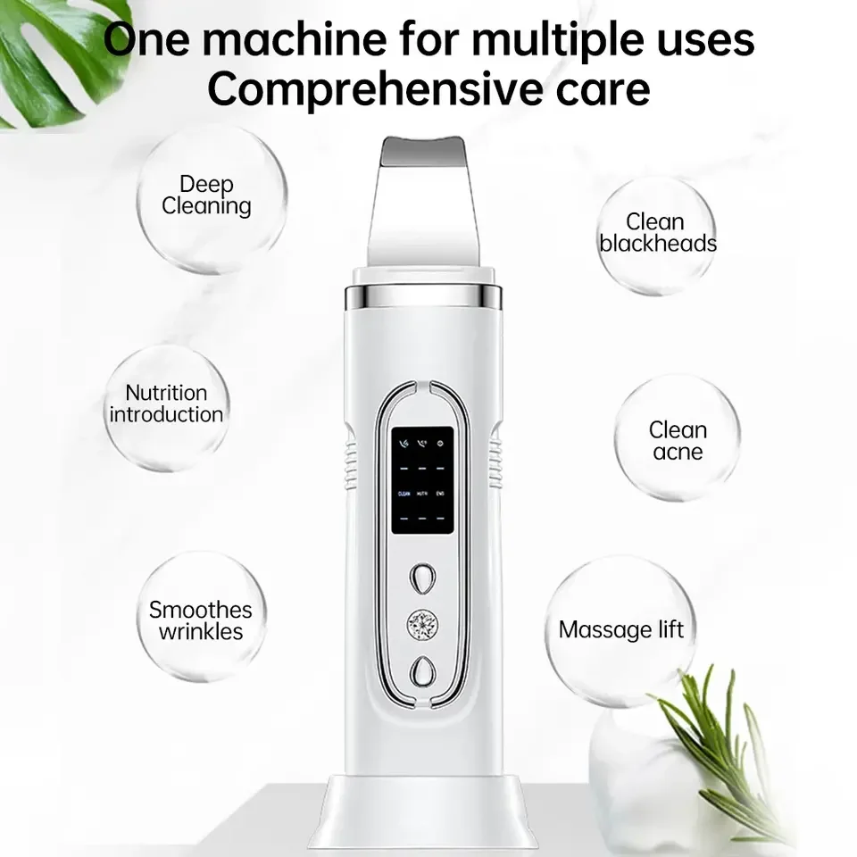 2024 Electric Facial Dead Skin Peeling Professional Blackhead Remover Facial Scraper Sonic Clean Ultrasonic Skin Scrubber