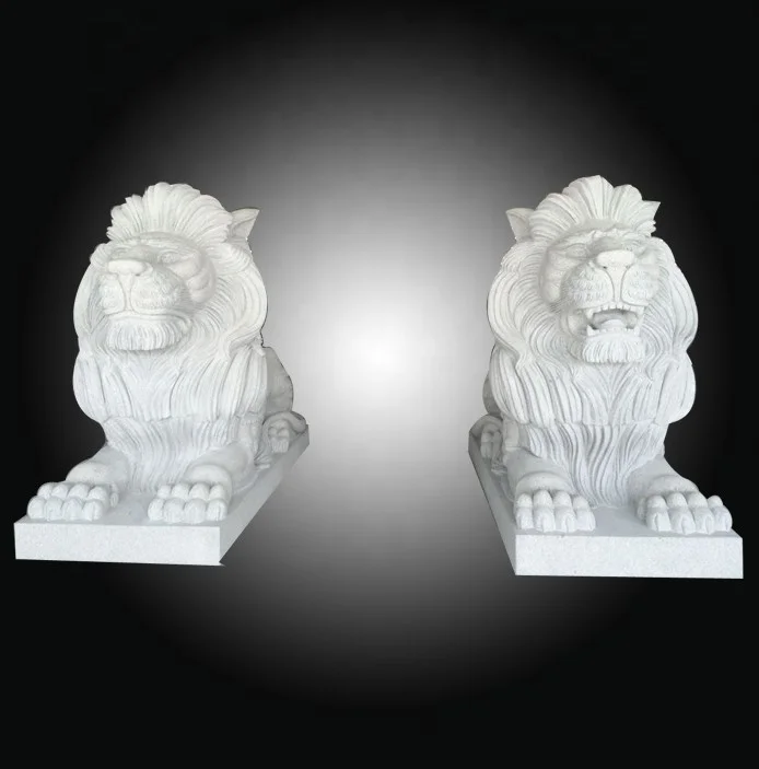 Pure White Lion Sculpture White Granite Stone Lion Animal Sculpture