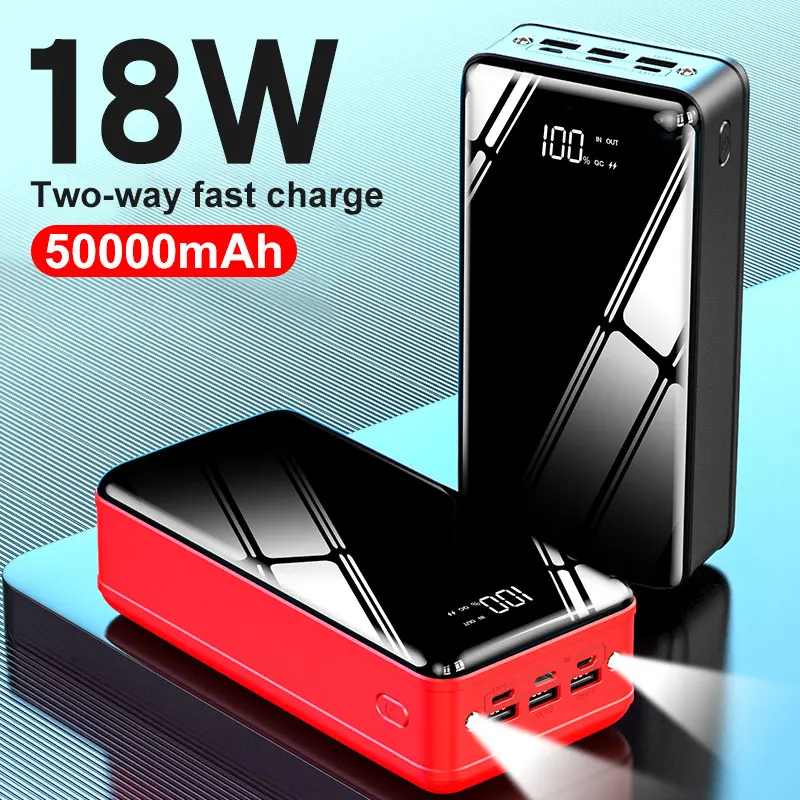 2022 power bank manufacture 50000mAh large capacity 3 Usb Power Bank PD 18W Fast Charging Power Banks For Phone