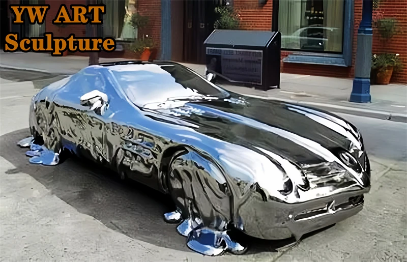 New Arrival Creative Abstract Model Diecast Iron Crafts Stainless Steel Cool Garden Sculpture Big Car
