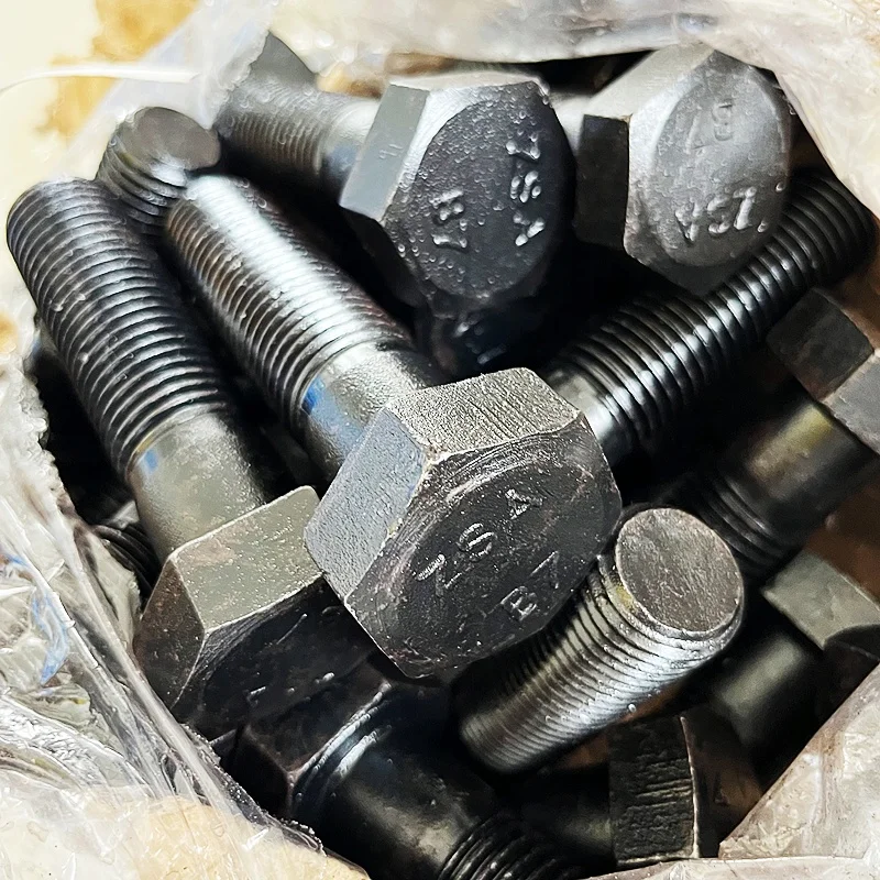 ANSI4140 ASTM A193 B7 A194 Gr.2H/ Gr.2HM Black Oxided Stud Bolt Hex Bolt Nut Studbolt Washer