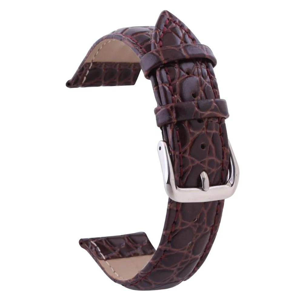 Eraysun Cracked Round Crocodiler Pattern Cowhide Leather Watch Straps Custom Watch Band  20mm 22mm Watch Accessories