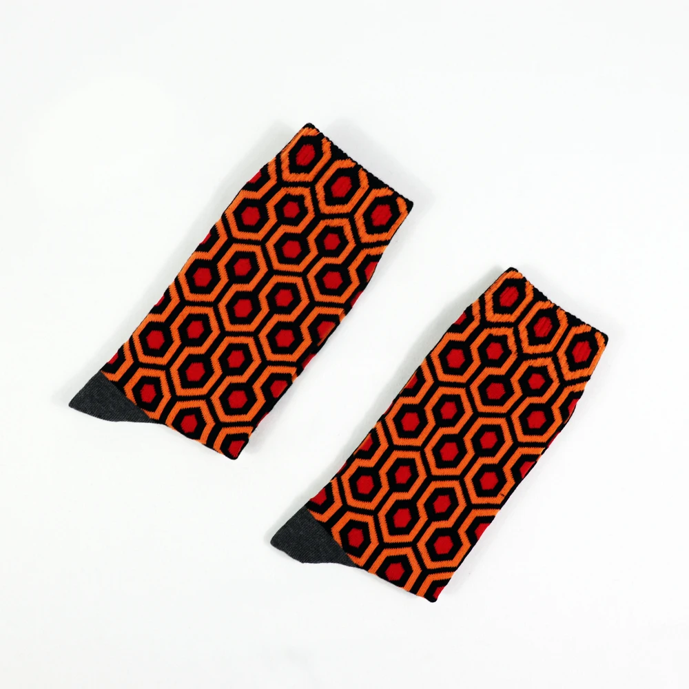 classic  horror the shining overlook hotel carpet retro hexagon pattern horror movie spooky scary Halloween gift socks