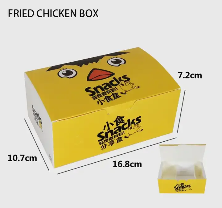 Factory Food Container Take Out Fast Food Paper Packaging Box Customize White Cardboard Fried Chicken Boxes