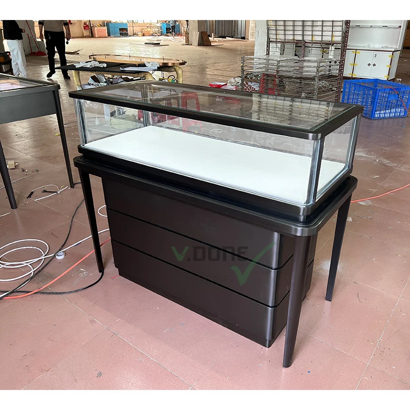 Custom Jewellery Counter Display Cabinet Used Glass Display Cases MDF Jewelry Showcase