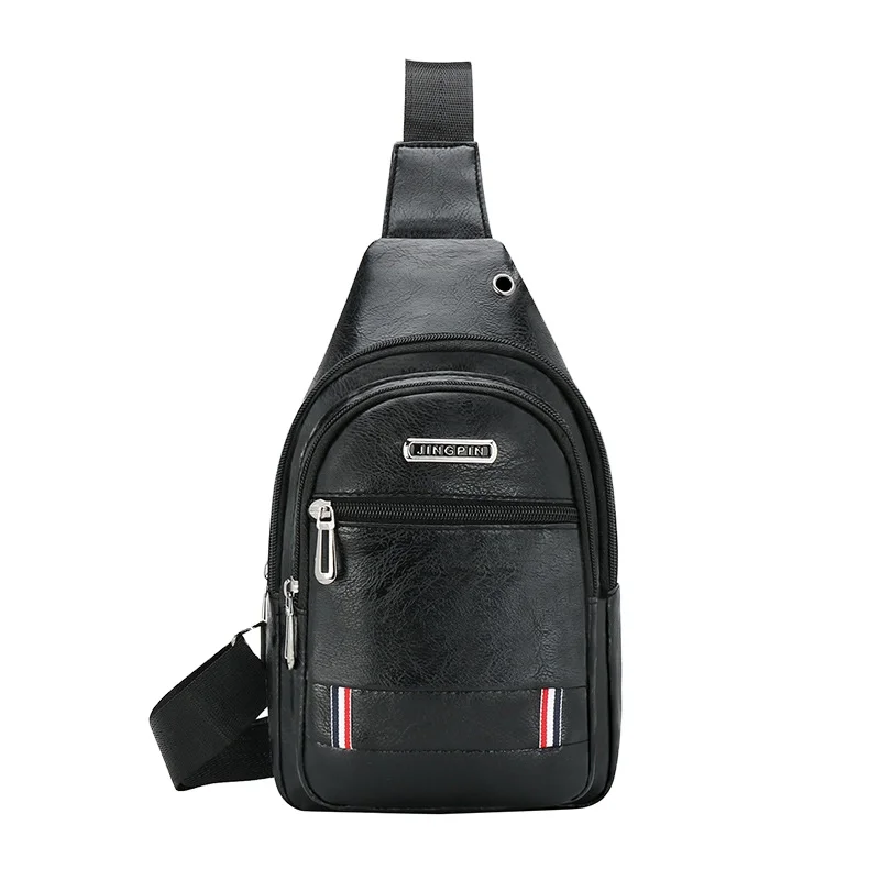 Men Fashion Brand Leather  Waterproof Cycling Backpack outdoor travel sports chest bag PU Backpack bag
