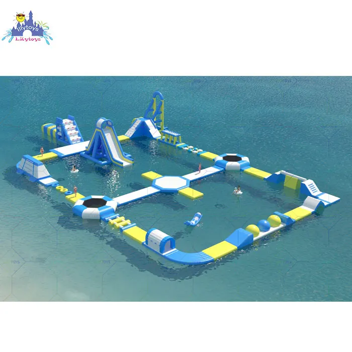 Lilytoys outdoor manufacturer sport floating aqua park inflatable obstacle inflatable sea water park slide for party rentals