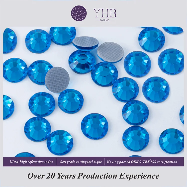 YHB Higher Quality Hotfix Rhinestones Capabilities Manufacturers Capi Blue SS0 To SS48 Custom Rhinestones