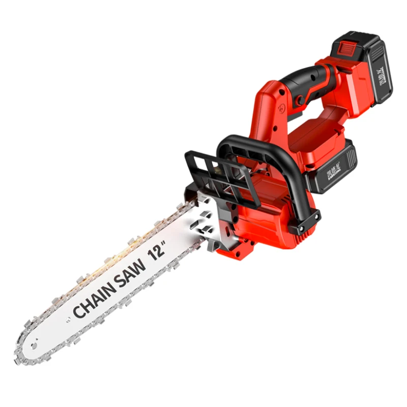 Portable 12-Inch Dual Battery 21V Wireless Lithium DIY Electric Chain Saw Outdoor Forest Logging Woodwork Rechargeable Handheld