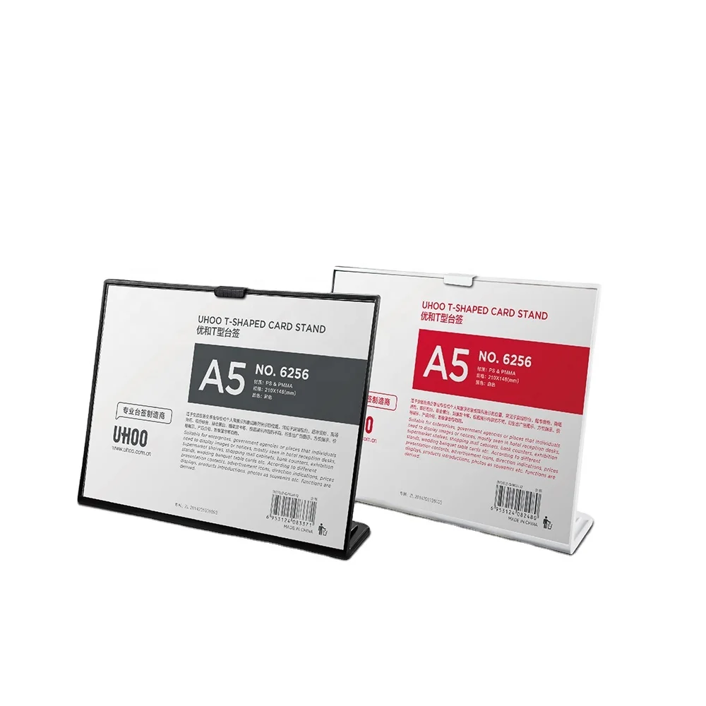 Factory High Quality A5 Size L-shape Display Sign Table Card Holder Card Stand Holder Business Card Holder Display