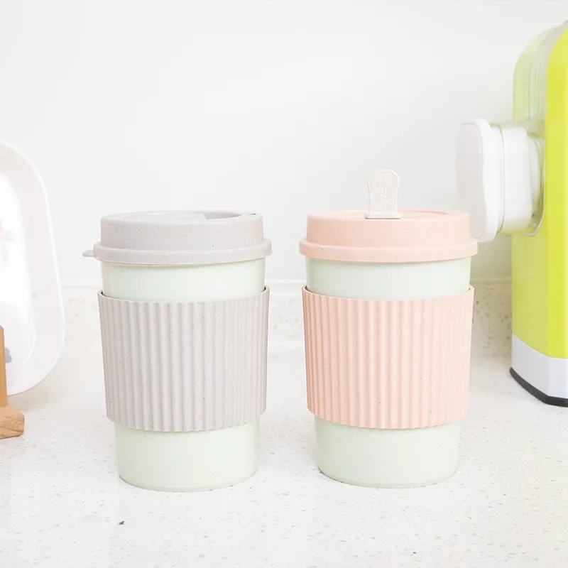 Eco-friendly reusable bamboo fiber tea coffee mug cup with handle for office and home wholesale price