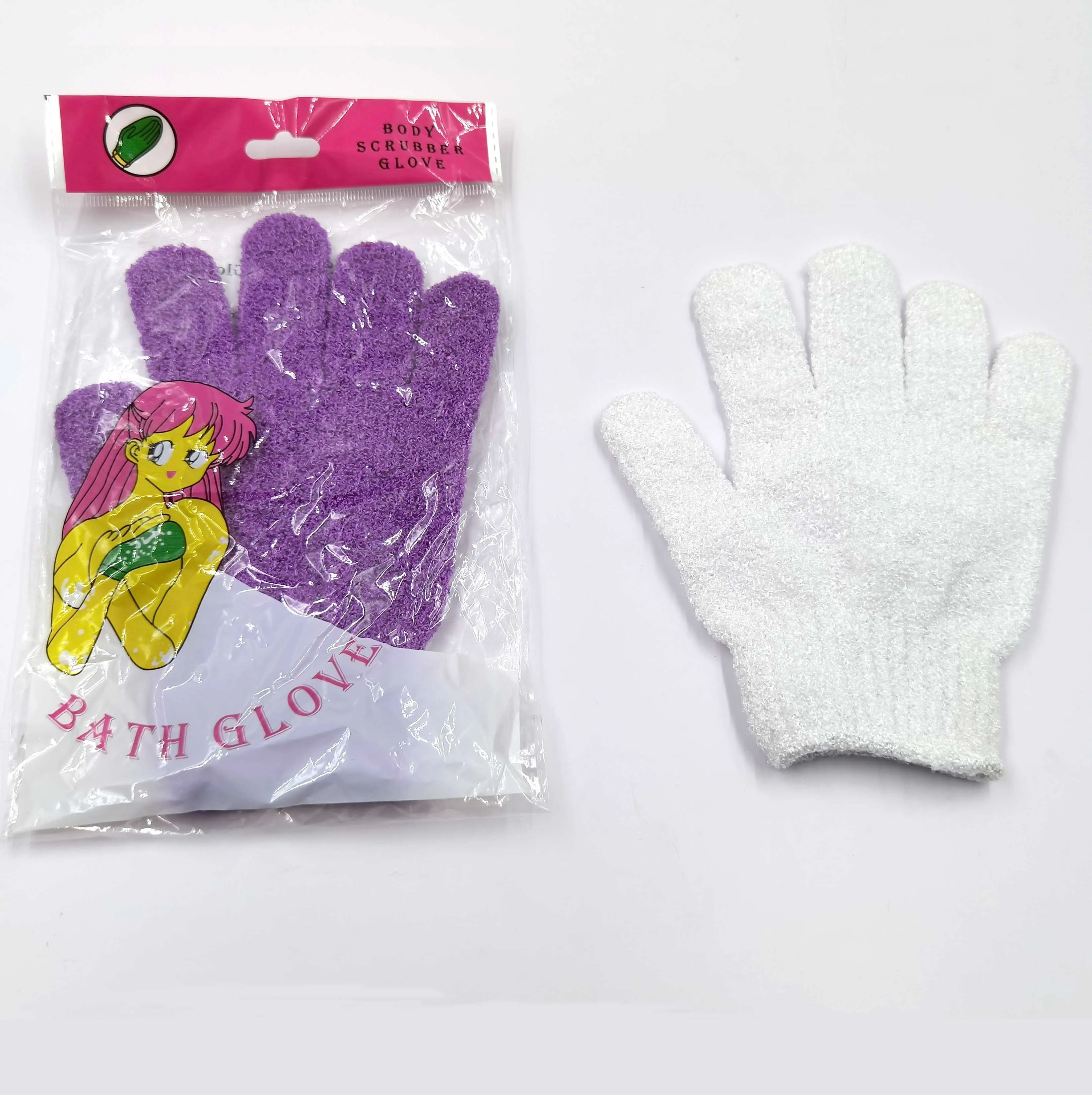 Hot Sale Customized Wholesale White Color Nylon Exfoliating Shower Body Scrubber Bathroom Bath