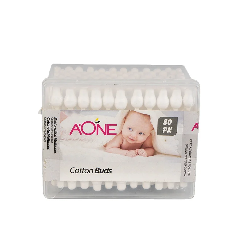 80Pcs Baby Safety Care Cleaning Q-Tips Ear Cotton Swabs In Rectangle Box