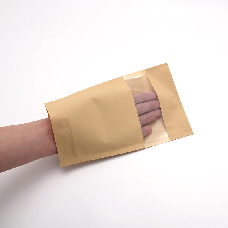 Customized Printed Biodegradable Peanut Jujube Tea Kraft Paper Stand Up Pouch Bag With Zip Lock