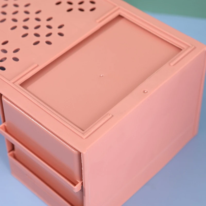 Desk Top Organizer Multipurpose Plastic Storage Box with 2 Drawes for Makeup Cosmetics Sundries Stationeries Office Supplies