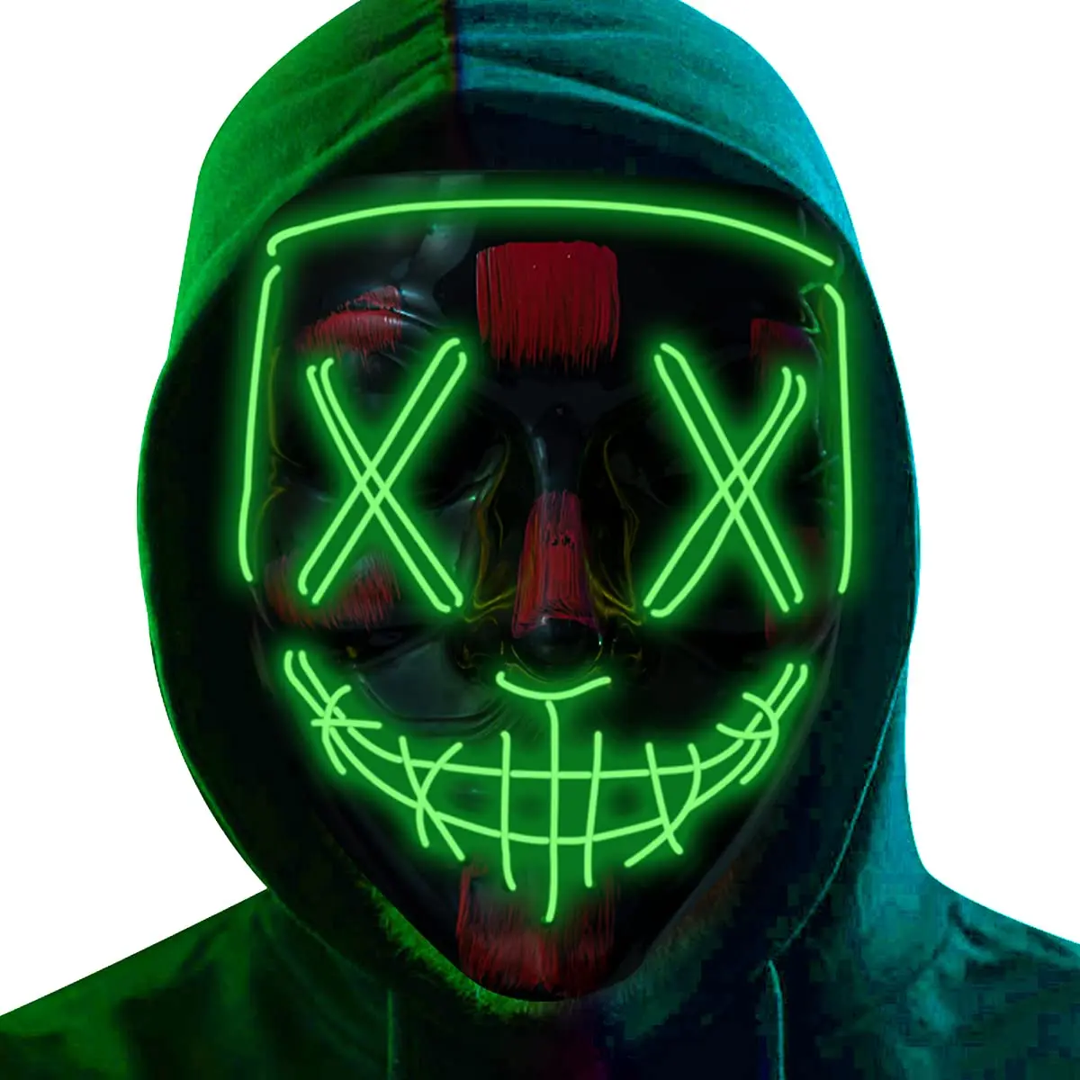 Halloween Novelty many color Mask Scary LED Light Up Mask Costume Masquerade Party Carnival Hacker Mask lights for Adults & Kids