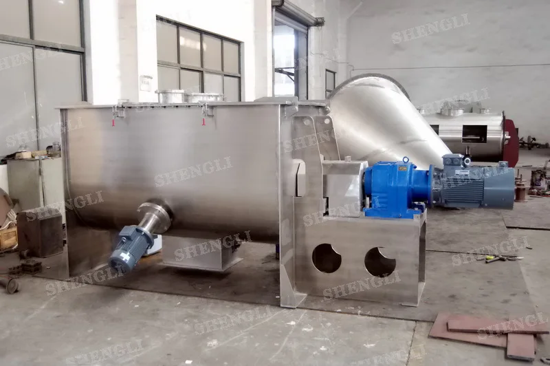 Горизонтальная ленточная смесительная машина для пищевых продуктов, смесь цементного песка, порошка, смешивание