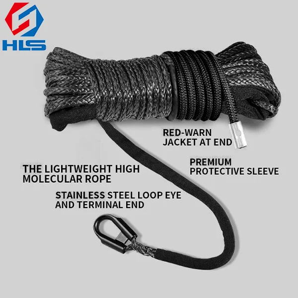 12 Strands Good Performance Synthetic 10mm UHMWPE Electric Winch Rope for Heavy Industry & 4X4 Car Road Winch Towing Rescue