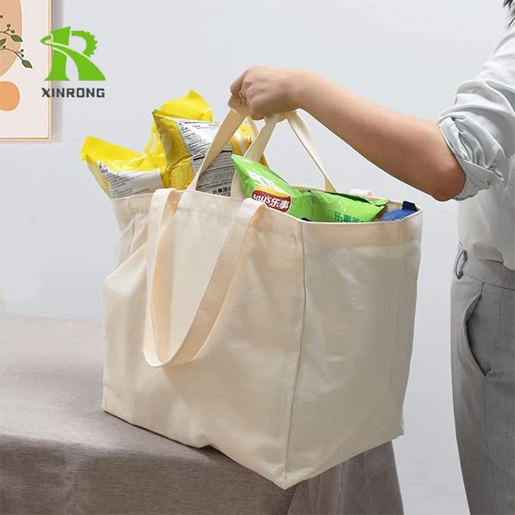 Canvas Reusable Grocery Bags Heavy Duty Foldable Large Canvas Tote Bag