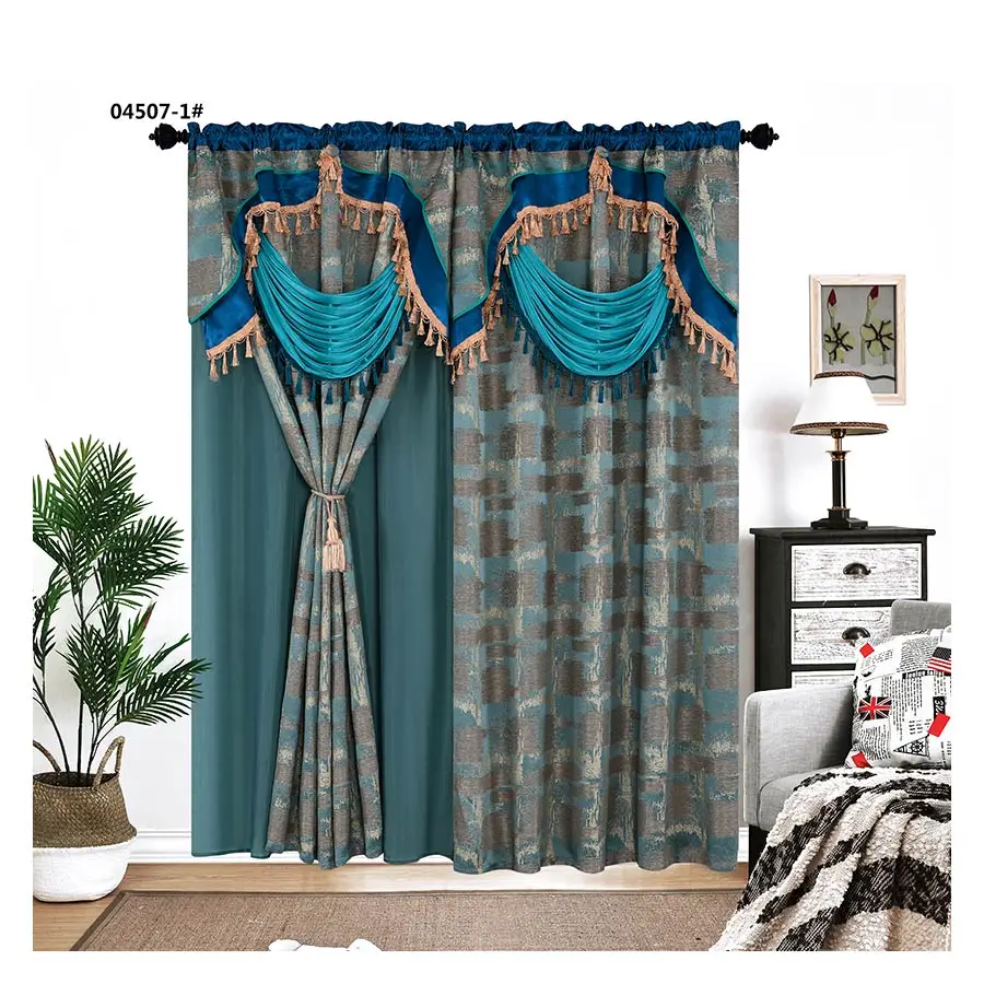 Sound Proof Cheap Ready Made Blackout  Modern Luxury Hotel Curtains For Room  Window With Valance