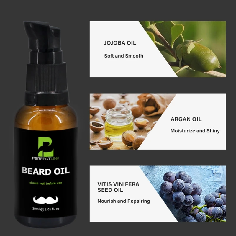 Private Label 30ml Men Beard Care Oil Nourishing Repairing Smoothing Organic Beard Growth oil for Men