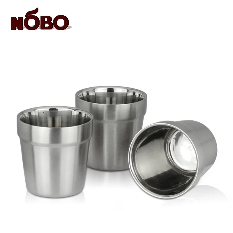 Wholesale korean metal soju cup coffee tea cup stainless steel drinking cup with Double layer structure