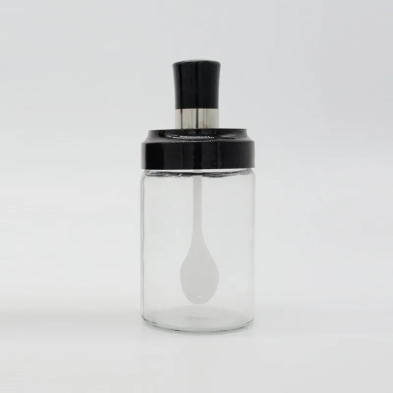 Wholesale custom 250ml glass condiments nordic seasoning spice liquid bottle jar with spoon