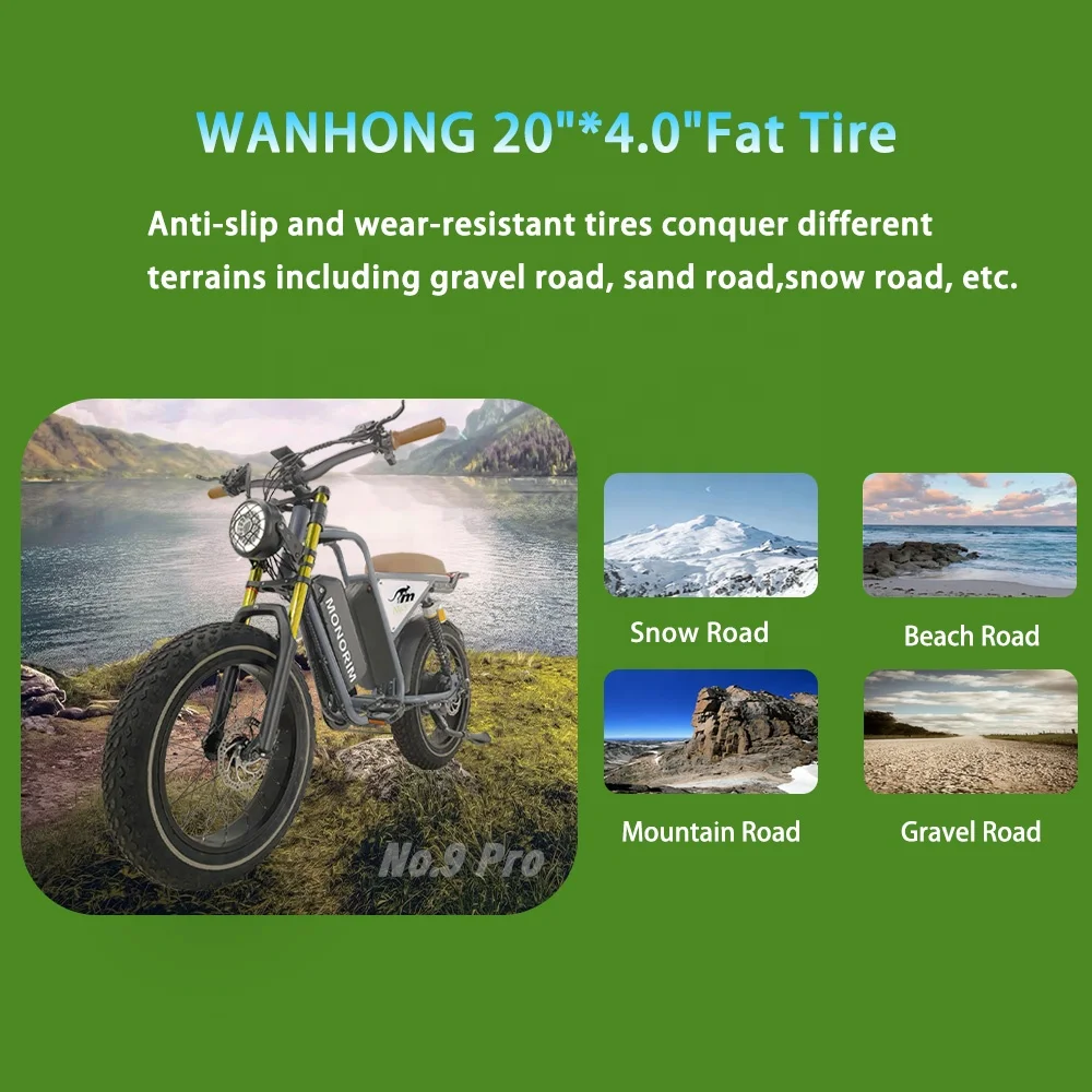 Monorim No.9 Pro electric bike 1000w bafang motor 48V 20Ah*2 dual samsum battery long range 90 miles steel frame mountain ebike