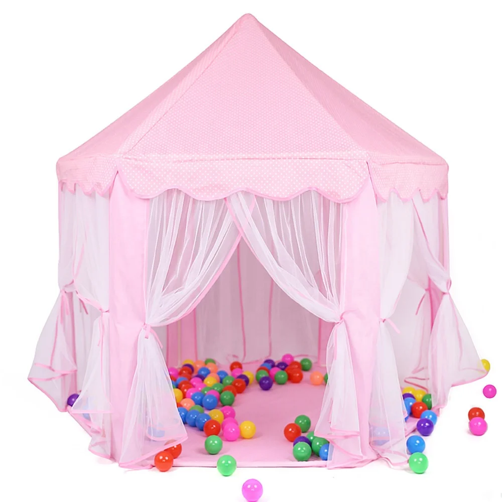 Pink Large Cute Latest Easy Fold Playhouse Princess House Toy Tent Kids Castle Play Tent for Children Indoor Outdoor Games