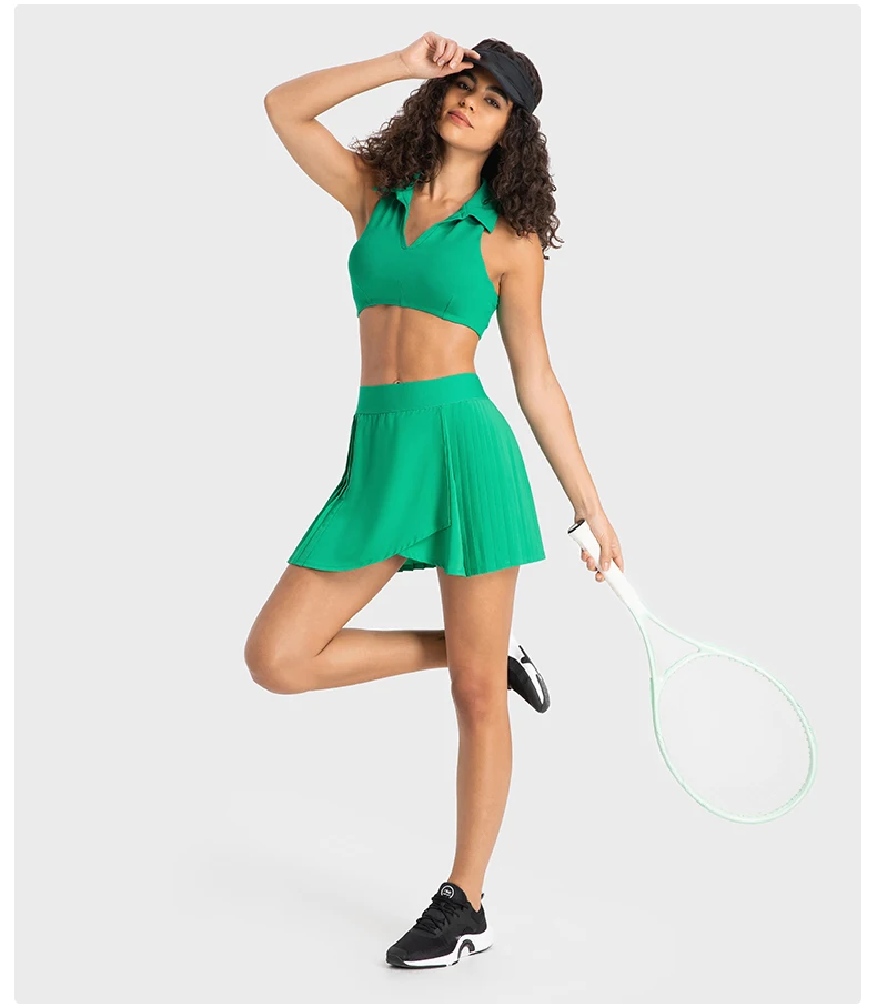 New breathable custom women 2 in 1 high waist pleated tennis skirts with inner pocket workout activewear golf skorts skirts