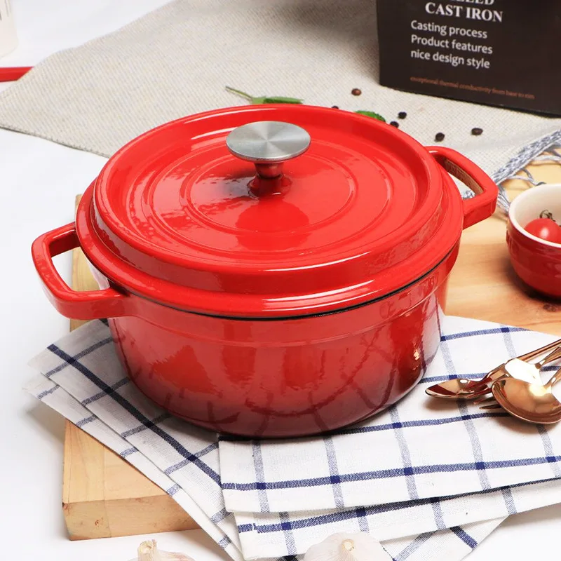 Custom colored nonstick enameled cast iron cookware set wholesale cooking pots casting iron pot set