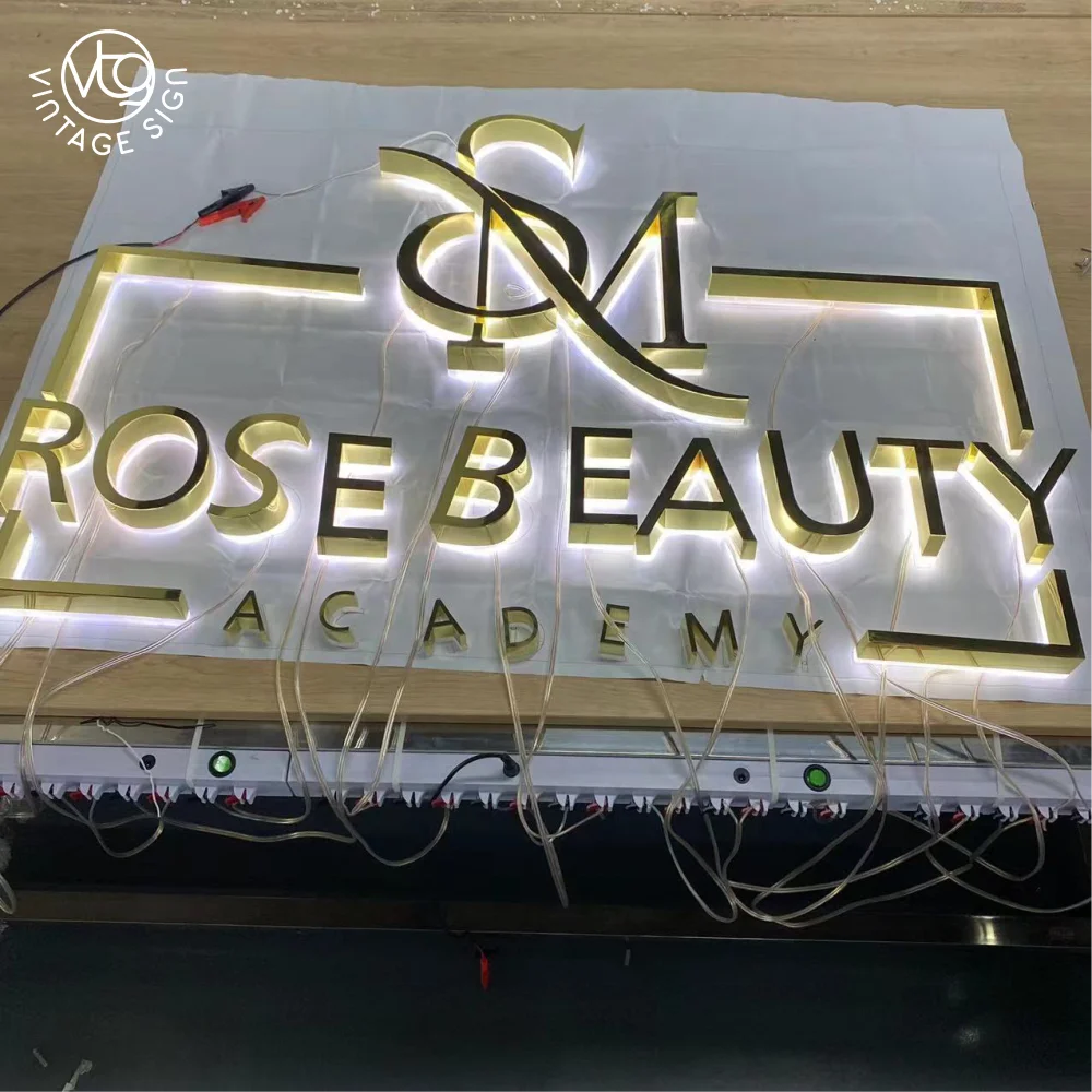 Lighting Outdoor Business Signs Acrylic Letters Back Lit Stainless Steel Channel Letter Custom 3d Backlit Sign