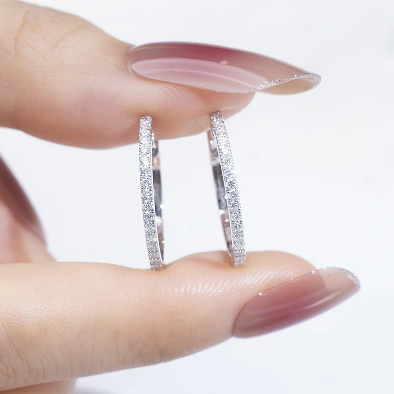 Mishang Fine Jewelry Lab Grown Diamond S925 Sterling Silver Hoop Earrings Customised Lab Diamond Stud Earrings