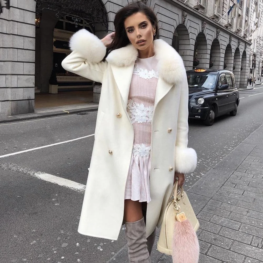 
New Style Women FoxFur Collar For Cashmere Coat With Winter 
