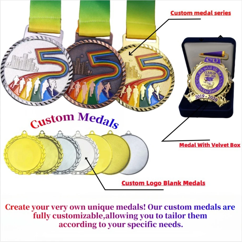 No Minimum Custom Blank 3D Gold Award Marathon Running Metal Sport Medal