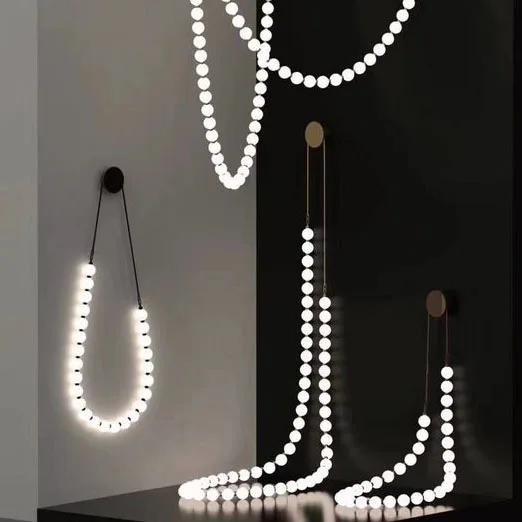Customize precious white black bubble lighting Pearl long Drop ceiling lights chandeliers for wedding event decoration